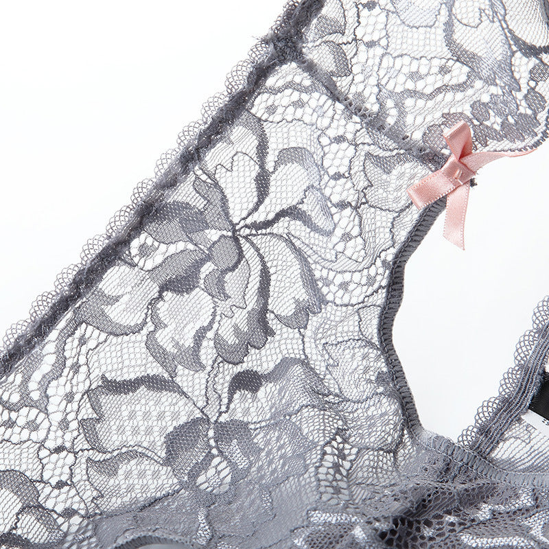 Gray Lace Ribbon Panty