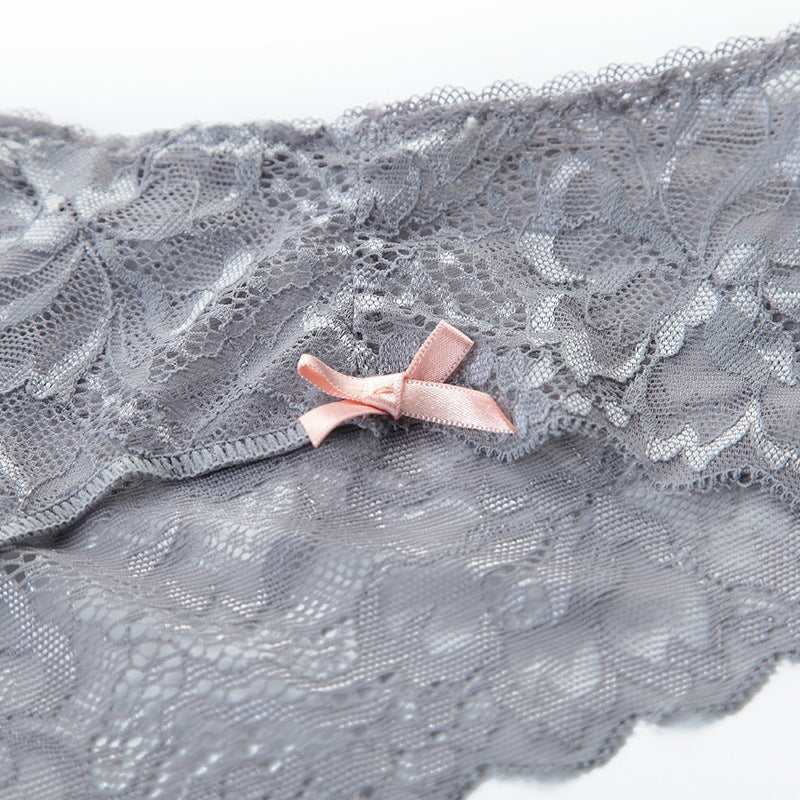 Gray Lace Ribbon Panty