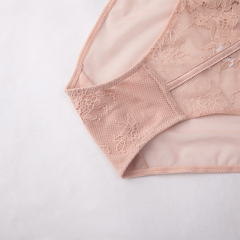 Pink Lace Floral Mesh Panty