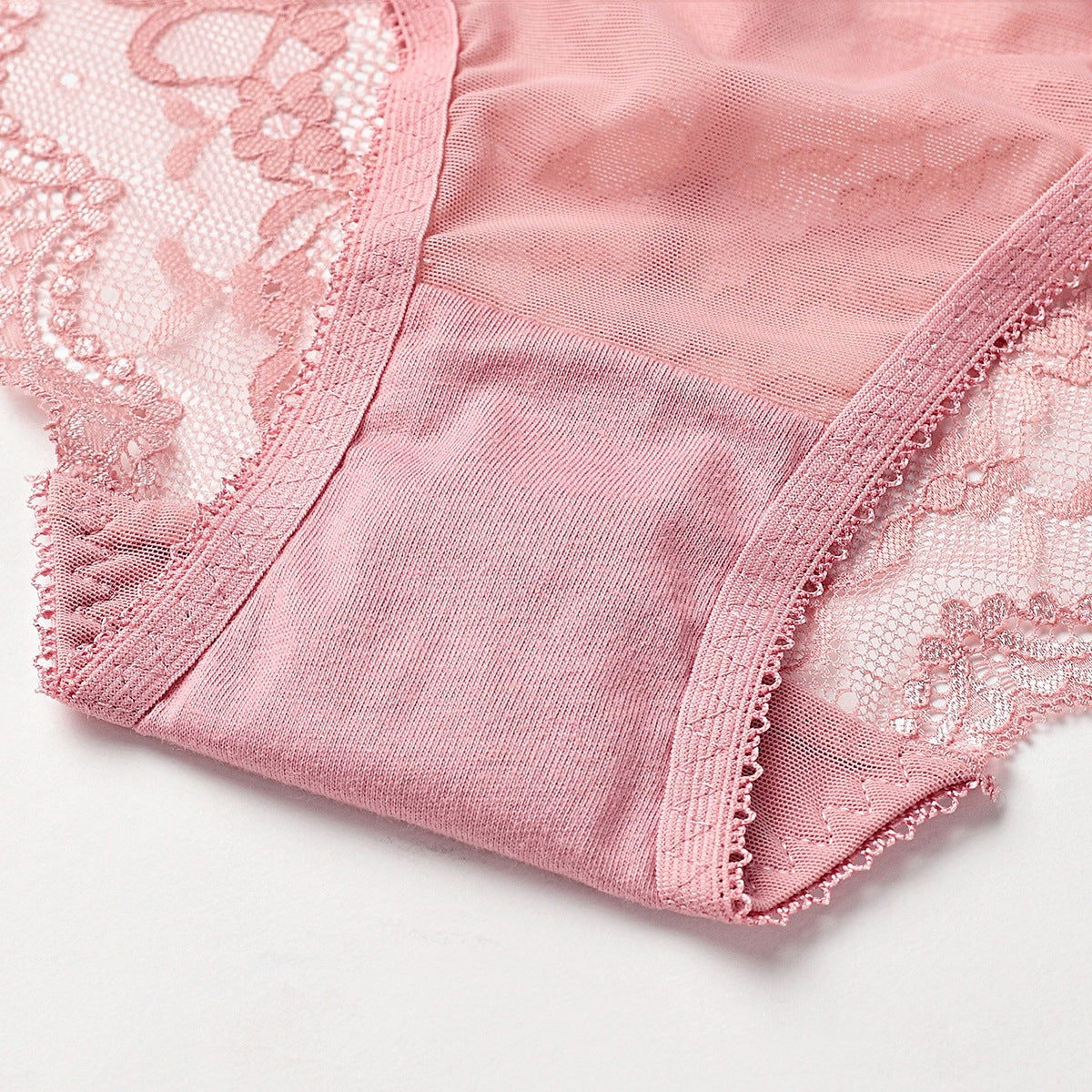 Pink Floral Embroidery Mesh Panty