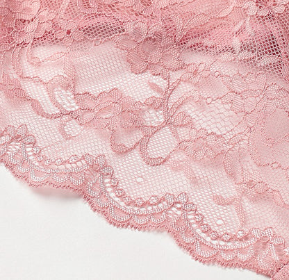 Pink Floral Embroidery Mesh Panty
