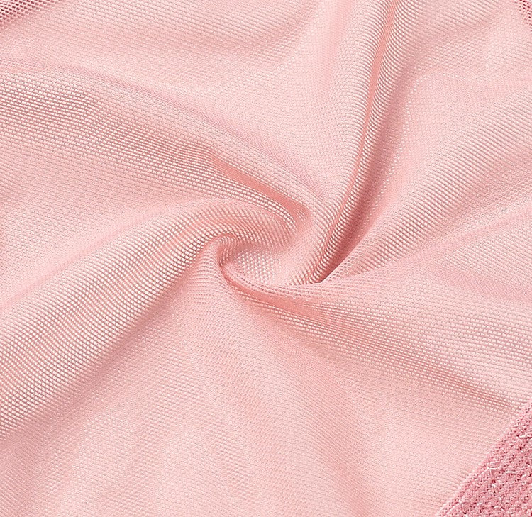 Pink Floral Embroidery Mesh Panty