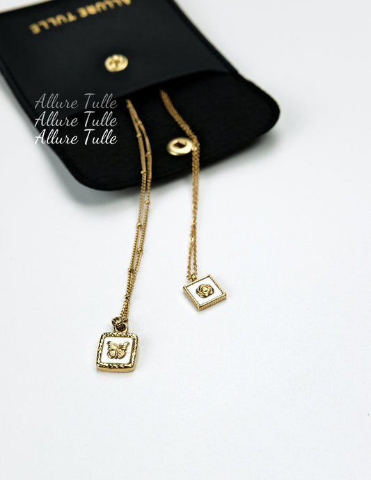 Butterfly & Rose Necklace Set Detail